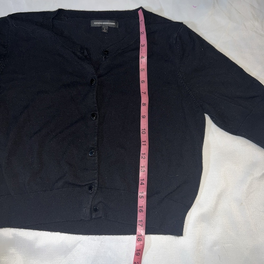 Express Design Studio Women's Black Button Down Cardigan Sweater Size L 297 - Picture 4 of 6
